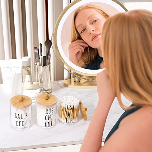 4 Pack Qtip Holder Apothecary Jars With Lids,10 Oz Clear Bathroom Organizer Storage, Containers For Cotton Ball, Cotton Swab, Cotton Round Pads And Floss, Bathroom Decor #TOP6