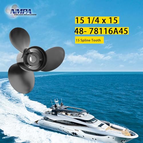 Image of VIF Boat Propeller Compatible with Mercury Mercruiser Alpha One /Bravo One Outboard Motors 135HP 150HP 175HP 200HP 225HP 250HP 300HP, 2&4-Stroke, Aluminum Propellers,15 Spline Tooth, Rh
