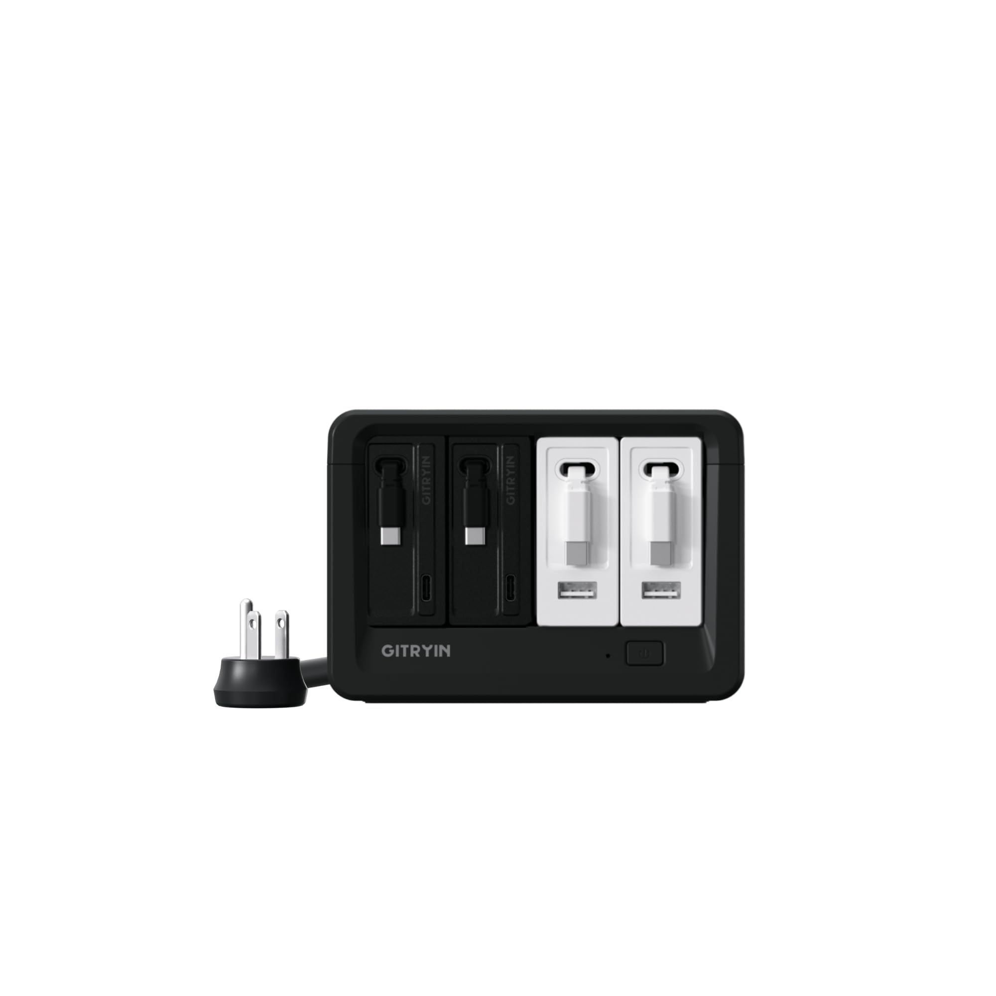 Gitryin 4 Type-C Retractable Wall Chargers with 2 USB A Ports and 8-in-1 Desktop Charging Station