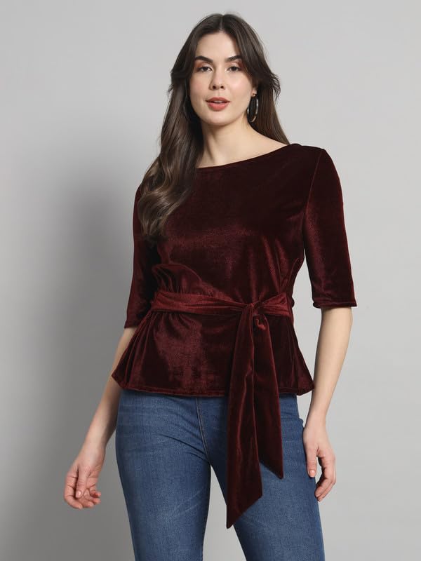 Image of Vaararo Women Dress Shirt, Velvet, Regular Fit