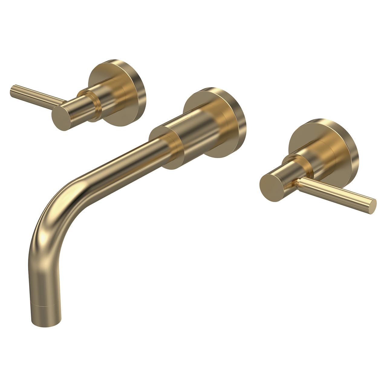 Hudson Reed Brushed Brass Tel817 Tec Lever Modern Bathroom Lever Wall Mount 3 Tap Hole Basin Mixer Tap, 320Mm,
