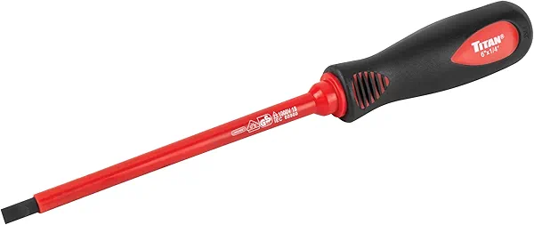 Titan 73273 VDE 1000V Insulated Screwdriver Slotted 1/4-Inch x 6-Inch