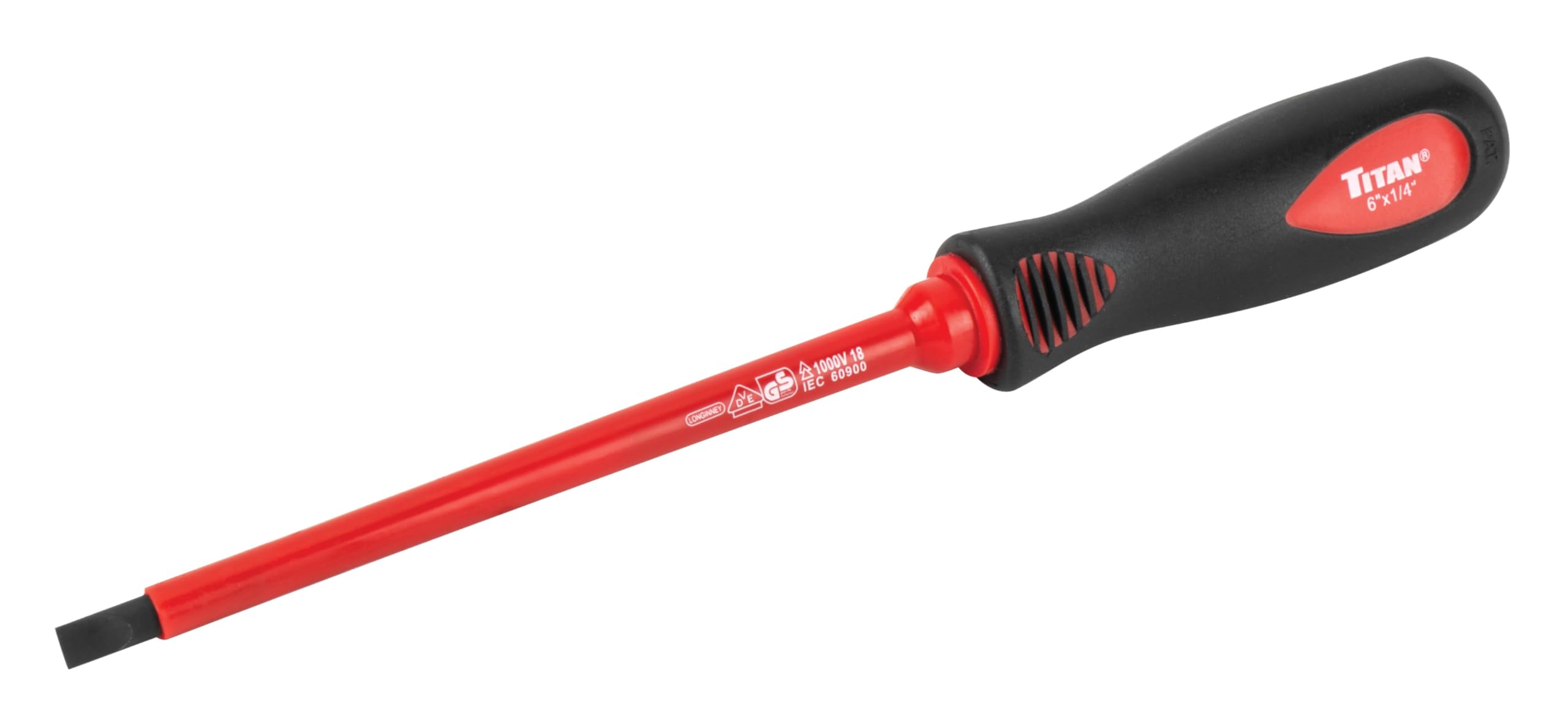 Titan 73273 VDE 1000V Destornillador aislado ranurado 1/4 pulgadas x 6 pulgadas