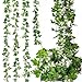 Mavee 4 Pcs 7.2 Feet Artificial Flower Vine Silk Wisteria Garland Hanging Rattan with Ivy Leaf for Wedding Home Decor (White)
