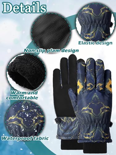 Image of SATINIOR 2 Pairs Kids Waterproof Winter Snow Gloves Ski Gloves for Boy Girl Outdoor Warm Thickening Snowboard