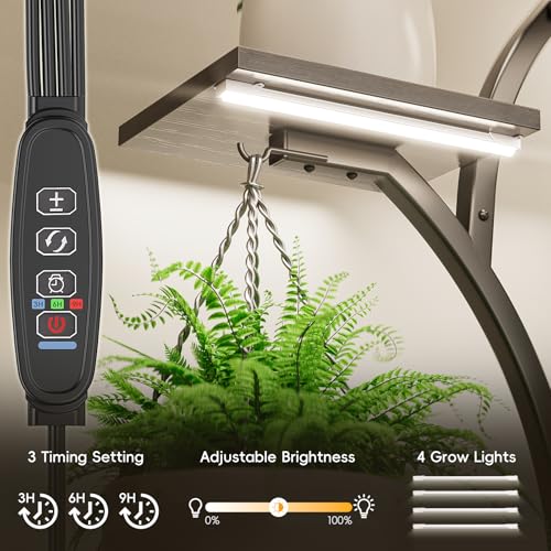 Image of Plant Stand Indoor with 4 Grow Lights - 63 inch Tall Plant Shelf- 8 Tiered Corner Plant Flower Stands Display Shelves for Home, Patio (Black)