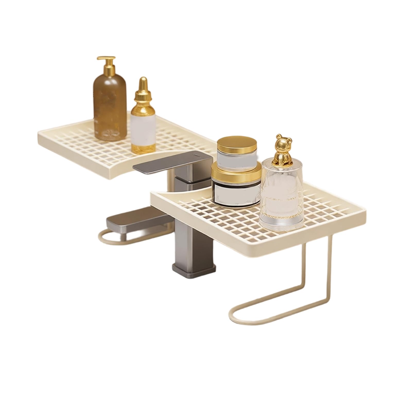 CUNZJIA Multiuse Bathroom Countertop Shelf Organiser Storage Rack with Coating for Small Space Organization Use