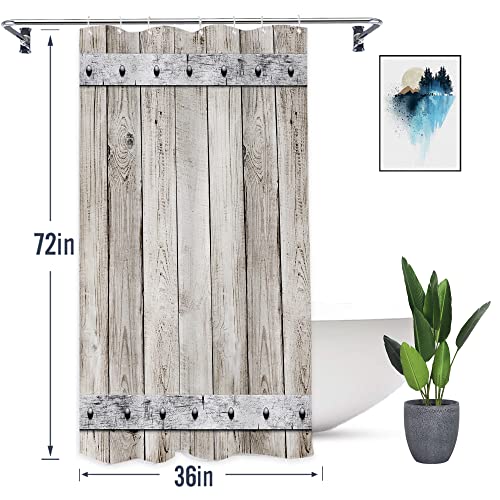 Yookeb Barn Door Wooden Stall Bathroom Shower Curtain Small Half Wood Vintage Farmhouse Country Rustic 36W By 71H Inch Polyester Fabric 12 Plastic Hooks Waterproof Decor #TOP1