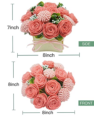 Image of BAZIMA DIY Felt Flower Art Craft Kit,DIY Pink Rose and Carnation Bouquet Kit, Floral Gifts,Beginner Craft Kit,Arrange Pre-Cut Felt Flowers and Foliage