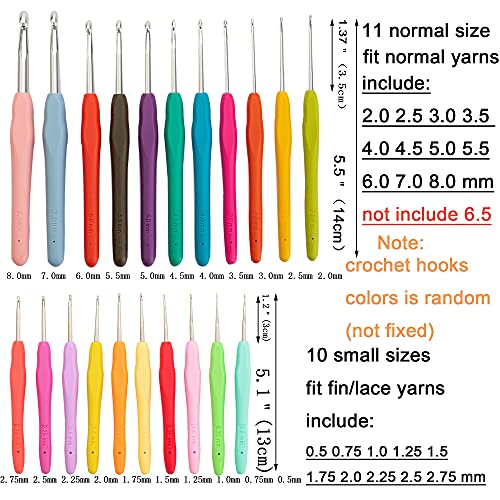 Ctcwsh Full Size Crochet Hooks Kit With Case,56-Piece Ergonomic Crochet Hook Set Size 0.5Mm-8Mm,Knitting Needles With Storage Bag And Accessories For Arthritic Hands,Beginners #TOP2