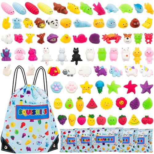 Juguetes Squishy Paquete Surtido de 80 Squishies: Kawaii -Regalos para niños - Regalos cumpleaños niños Colegio - Detalles cumpleaños niños -Relleno piñatas de cumpleaños Infantil
