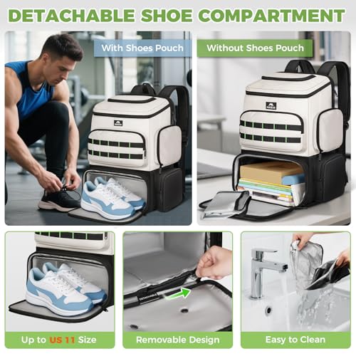 MATEIN Work Backpack with Detachable Lunch Compartment, Large Gym Backpack with Lunch Box, Water Resistant 17 Inch Laptop Back Pack with Shoe Pouch, Insulated Cooler Bag for Workout Commute Meal Prep4