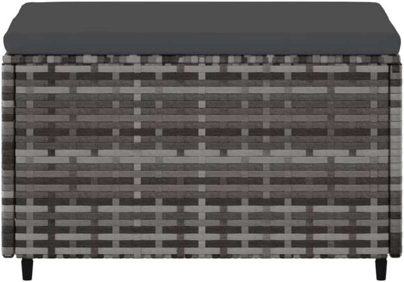 vidaXL Patio Footrests with Cushions 2 pcs - Gray Poly Rattan - Weather Resistant Outdoor Furniture - Sturdy Powder-Coated Steel Frame - Modular Design for Versatile Configurations