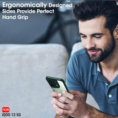 Image of TheGiftKart Shockproof Crystal Clear Back Cover Case for iQOO 13 5G | 360 Degree Protection | Protective Design | Transparent Back Cover Case for iQOO 13 5G (PC & TPU, Green Bumper)