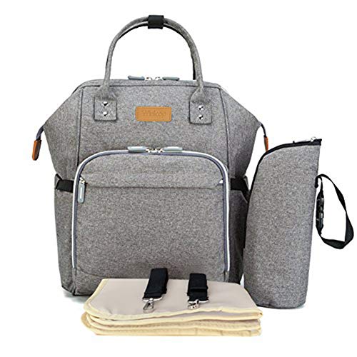 Winloop, zaino per il cambio del bebè, grande capacità, multifunzione, idrorepellente, con borsa termica per biberon, fasciatoio e cinghia per passeggino, per mamma e papà