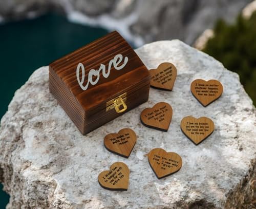 Product Image of the Love gifts for wife, Love gifts for her him, Love gifts for Girlfriend, 15 hearts with Beautiful Love Quotes Printed on Wooden Hearts, Unique Way to say ' I LOVE YOU', anniversary valentine Gift