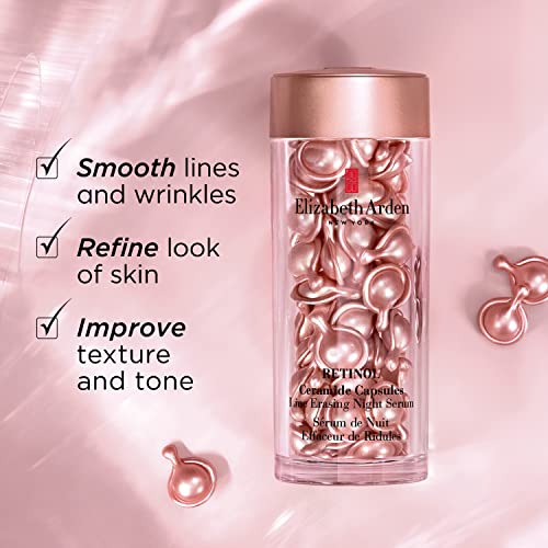 Elizabeth Arden Retinol Serum Ceramide Capsules, Line Erasing Night Serum, 30 Count
