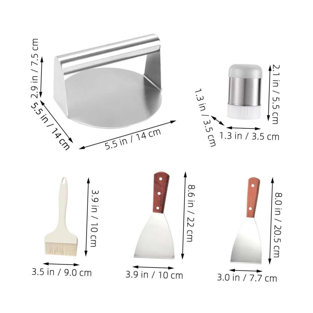 Mikinona Spatola Per Barbecue in Acciaio Inossidabile Pressa Per Carne Da Barbecue Utensili Per Grigliate All Aperto e Bottiglia Condimento Accessori Per