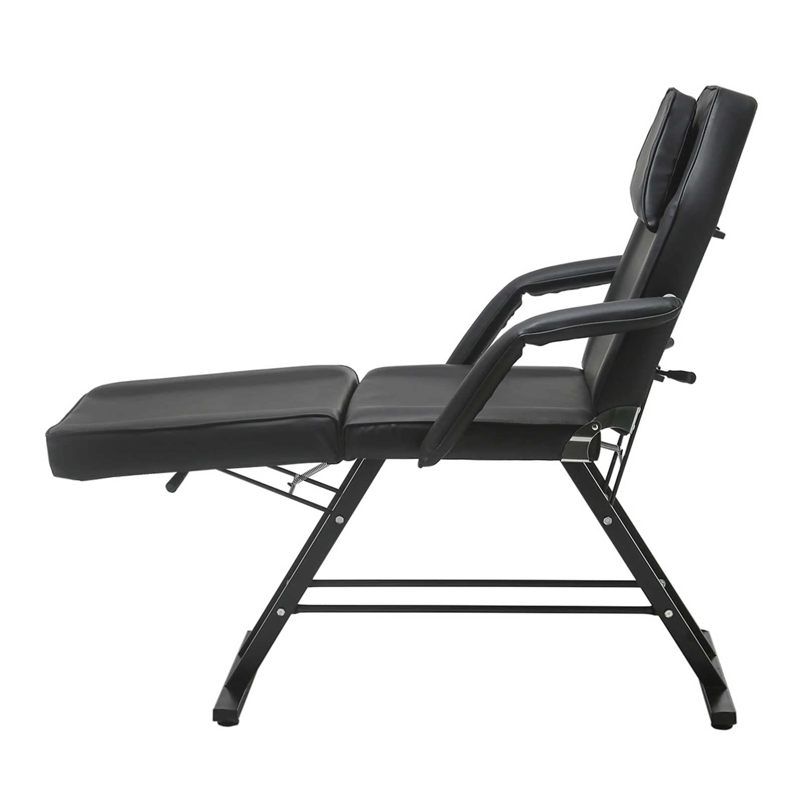 KEEPREAPER Massageliege Kosmetikliege klappbar & höhenverstellbar 3 Zonen mit Kosmetikhocker 78cm Breit Massagebett aus PU-Leder belastbar bis 270kg, Schwarz