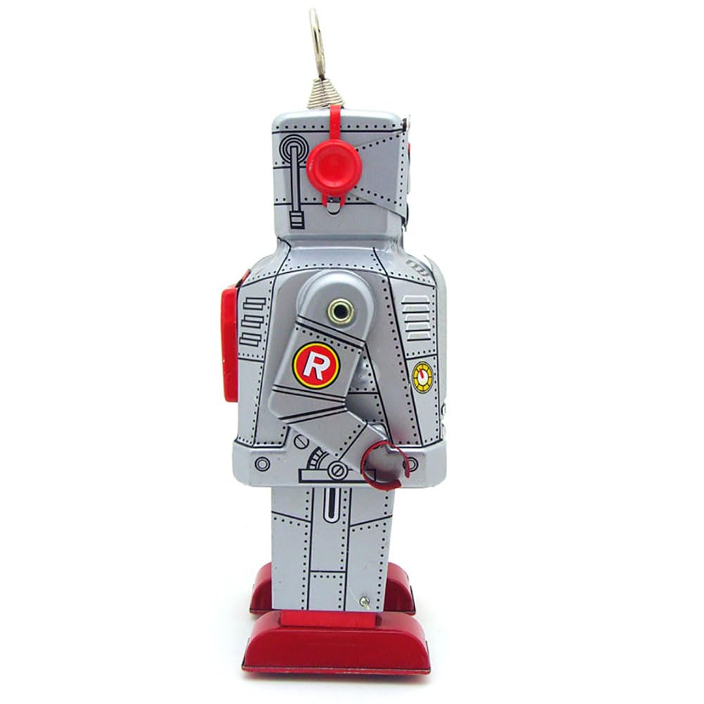 Vento Fino Giocattolo MS403 Fiery Robot Latta Giocattolo retrò Adulto Giocattolo da Collezione Vintage da Collezione Bambini Regalo (Argento)
