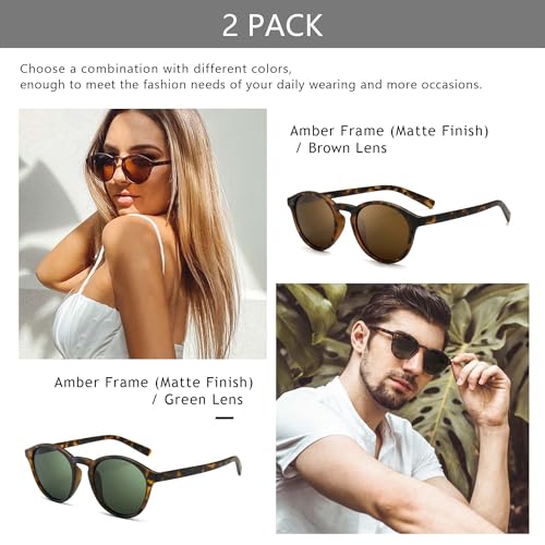 Image of SUNGAIT Classic Round Polarized Sunglasses Retro Vintage Style UV400