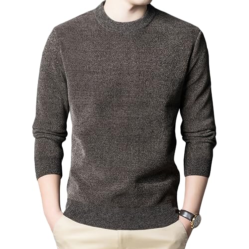 Suéter de punto liso para hombre con cuello redondo y corte entallado casual