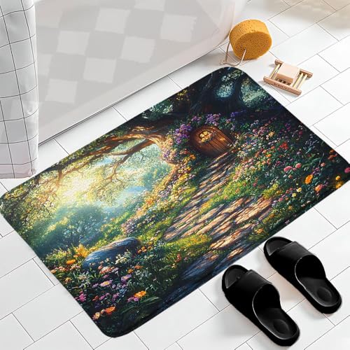 ZFMRZF 24" x 35" Enchanted Forest Bath Mat Fairy Tales