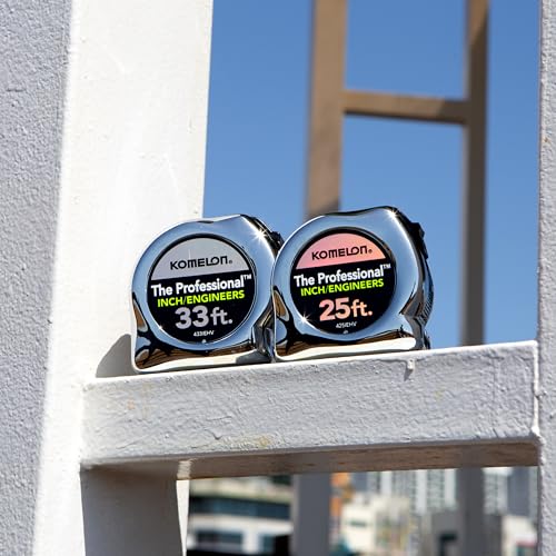 Komelon 433IEHV High-Visibility Professional Tape Measure both Inch and Engineer Scale Printed 33-feet by 1-Inch, Chrome thumbnail 6