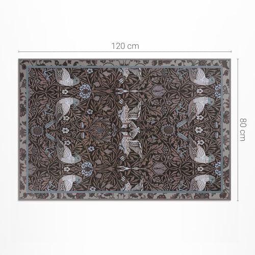 Tapis en vinyle 80x120 cm PVC rectangle fleurs oiseaux lierre intérieur - 3