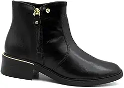 Bota Curta Comfortflex Ankle Boot Couro Preto 2469301
