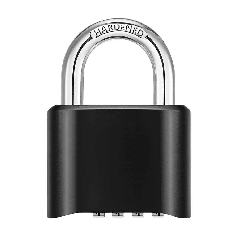 YARDHOBI Combination Lock, Set Your Own Combination Lock, Indoor and Outdoor Padlock, Weatherproof Code Lock, 4 Digit Combination Padlock for School Gym Sports Locker, Fence, Toolbox, Case (Black)