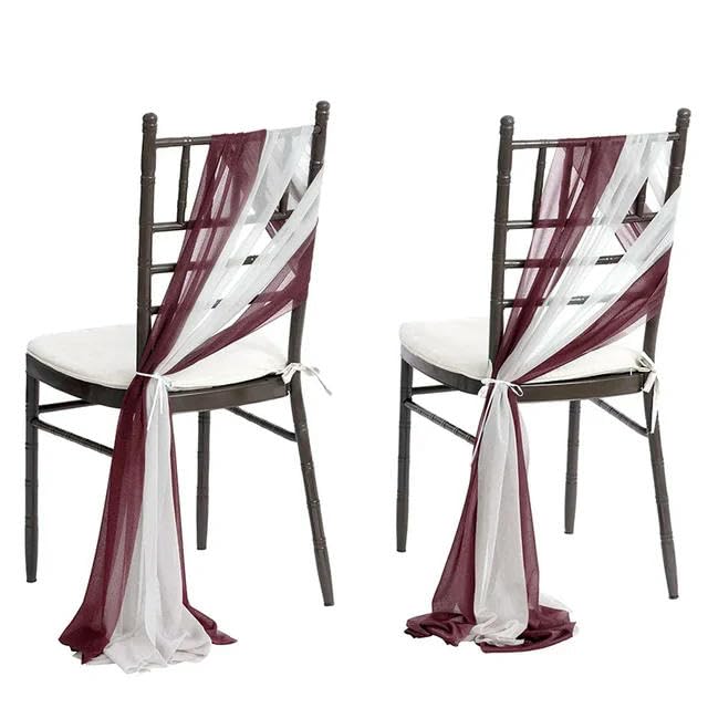 Generisch 96 Stück (48er-Set) 20 x 250 cm Stuhlschärpen für Hochzeiten, Chiffon-Stuhlhussen für Hochzeitsdekorationen, Partys, Chiffon, vertikale Stuhlvorhänge