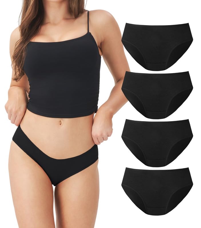 DAVID ARCHY Womens Cotton Underwear Stretch Bikini Hipster Panties Breathable Low Rise Moisture Wicking Briefs 4 Pack