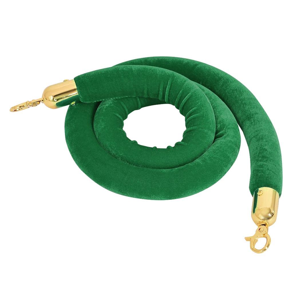 MERIGLARE Corde de Poteau élégante En Velours avec Crochets Polis - Corde de Queue de Qualité Supérieure (1 Pièce, Crochets Argentés), Vert, 59,0 pouces