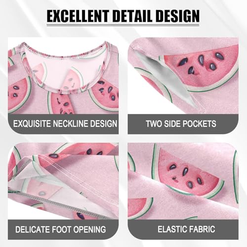 ALAZA Watermelon Slices 3d Pajamas Set Short Sleeve Cotton Sleepwear Summer Pjs 2 Piece 5-14Y4