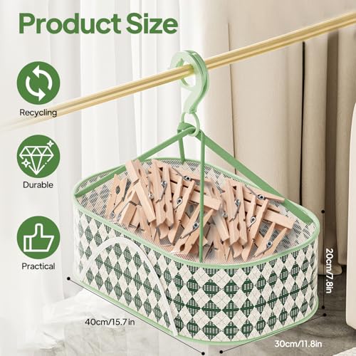 Large Peg Storage Basket for Washing Line With Hanging Hook & Zipper Closure - Weather-Resistant for 150 Pegs, Durable & Foldable Laundry - Image 2
