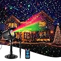 Laser Christmas Projector Lights Outdoor, Outdoor Garden Laser Lights, Landscape Lights with Red and Green Stars, Efficient Heat Dissipation, Suitable for Holiday, Party, Garden Decoration (Black)