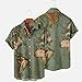 Men's Button Down Hawaiian Shirts Shorts Sleeve Summer Tops for Men World Map Print Fashion 2024 T Shirt Tees Army Green