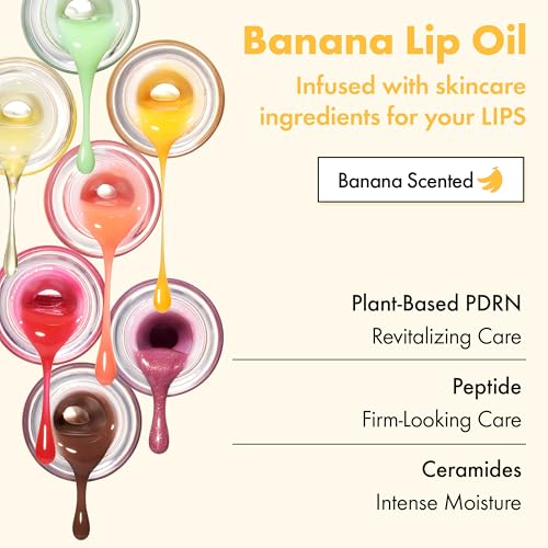 Image of Amuse SEOUL Banana Lip Oil MINI TRIO SET - Moisturizing Lip Oil Stain, Banana Scent, Hydrating Nourishing Crystal Clear Lip Stain, Lightweight Non-Sticky Glossy Finish, Vegan, Korean Beauty Makeup