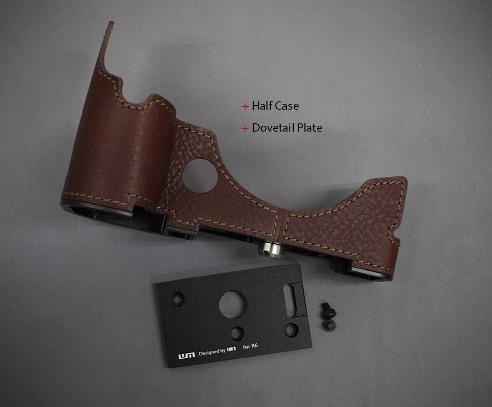 LIM'S Genuine Leather Camera Half Case & Dovetail Plate for Canon EOS R6 Case Cover Pouch [Brown]