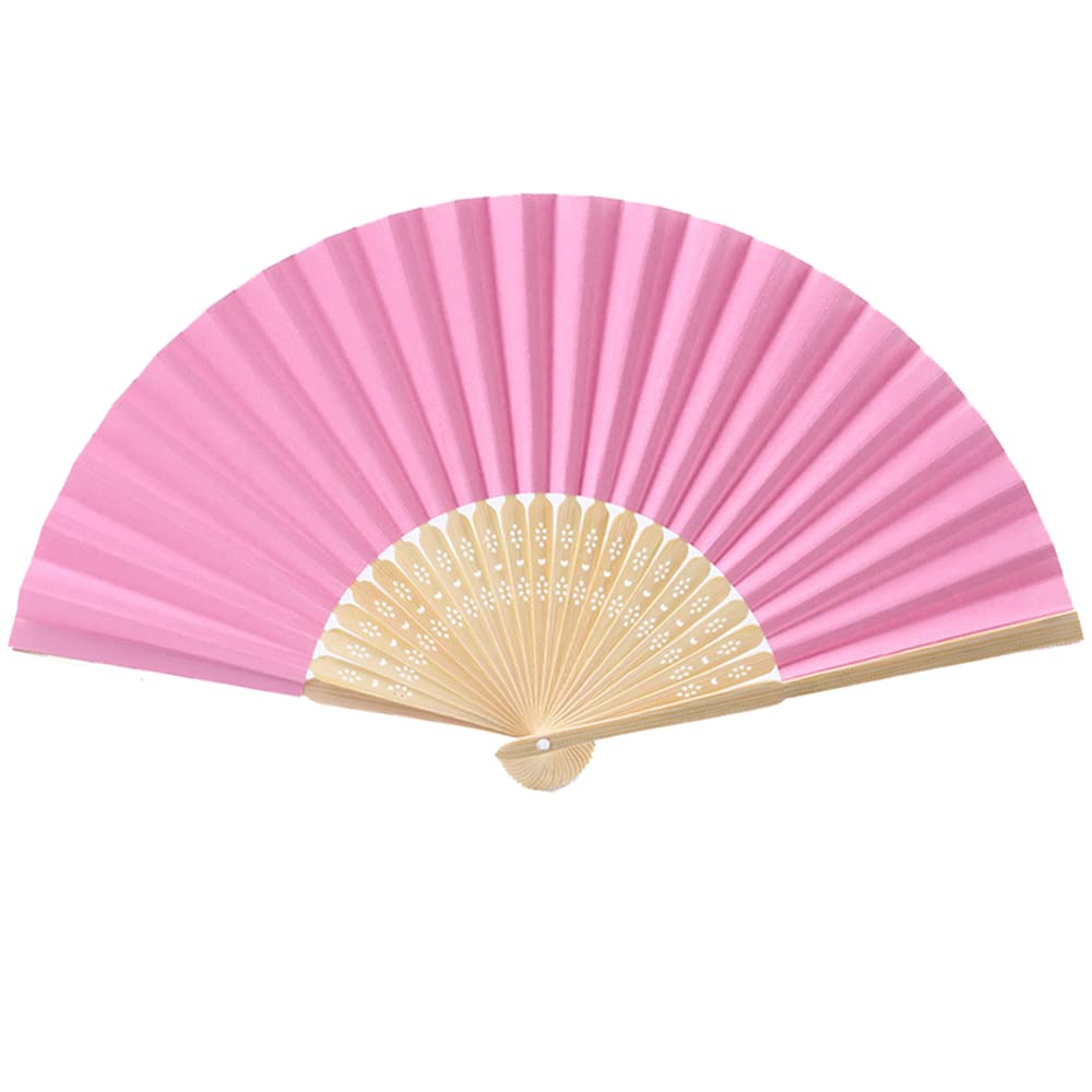 24 Stück Handfächer Hochzeit,Bunte Faltfächer Papierfächer Hochzeitsfächer Fächer Faltbar Gastgeschenk Asiatische Deko für DIY Sommer Hochzeitsdeko Geburttag Party Fotografie Wand Dekoration,Rosa