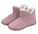 TUOBUQU Women Warm Bootie Slippers Fluffy Plush Indoor Outdoor Winter Booty Slippers Pink L