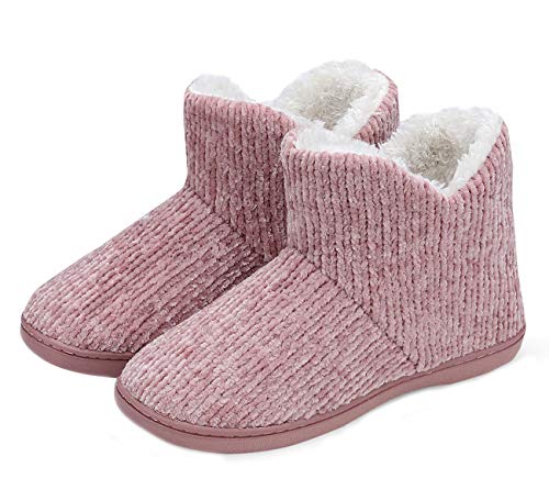 TUOBUQU Womens Warm Bootie Slippers Fluffy Plush Indoor Outdoor Winter Comfy House Slippers Pink L
