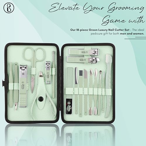 Beauté Secrets Luxury Nail Cutter Set, 18 Pieces Grooming Kit (Eyebrow Razor, Tweezer, Hair Plucker, Baby Nail Cutter, Ear Cleaner,Nail Cleaner,) Pedicure Gift for Men and Women... - Image 4