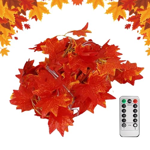 Generico Luces de hadas otoñales | Luces de hadas USB con temporizador para Acción de Gracias – 8 modos de decoración para fiestas con mando a distancia, decoración para dormitorio, jardín y casa