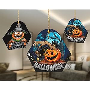 TOYXE Happy Halloween Hanging Ceiling Decorations Paper Cards Pack of 10 Pcs