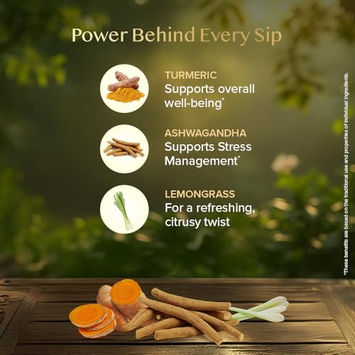 Image of VAHDAM Turmeric Ashwagandha Infusion - 36 Bags | Helps Manage Daily Stress | Individually Wrapped Eco-Friendly Bags | With Lemongrass, Licorice & Black Pepper