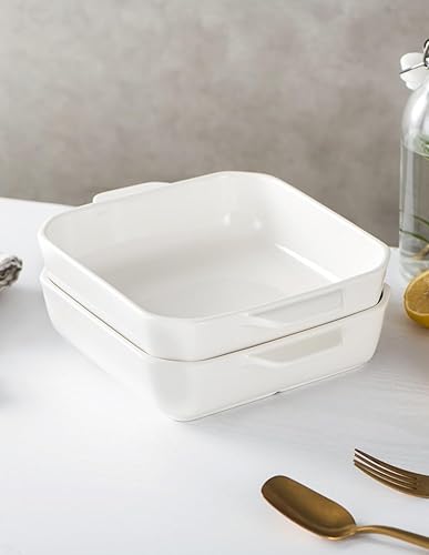 Miniatura 10 de Onniyor Platos pequeños de cerámica para hornear, sartenes cuadradas con asas, sartenes para lasaña profundas, sartenes para brownie para cocinar,