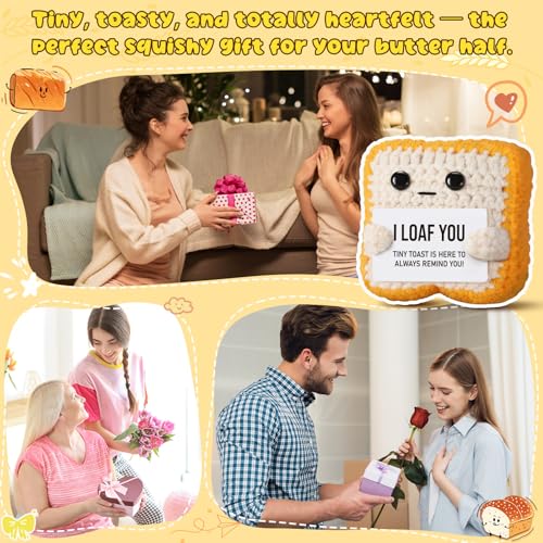 Gifts for Boyfriend Girlfriend Her Him Loved One Crochet Toast “I Loaf You” Gifts for Couples, Funny Wedding Anniversary Birthday Gift for Women Men Wife Husband - Christmas Stocking Stuffer - Image 4