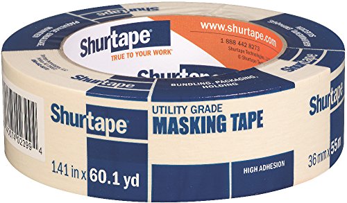 Image of Shurtape CP 83 Utility Grade, High Adhesion Masking Tape, 36mm x 55m, Natural, 1 Roll (104457)